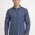 Blue block print cotton casual shirt for men
