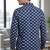 Blue block print cotton casual shirt for men