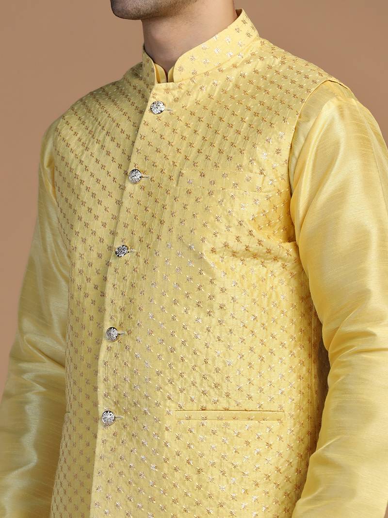 Men yellow embroidered jacket