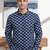 Blue block print cotton casual shirt for men