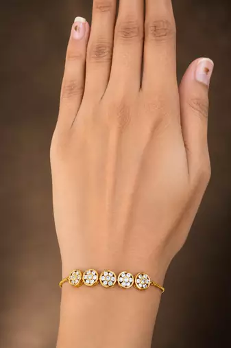 Premium floral gold plated cz diamond bracelet