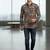 Brown floral printed cotton shirt for men