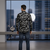 Black floral printed cotton shirt for men