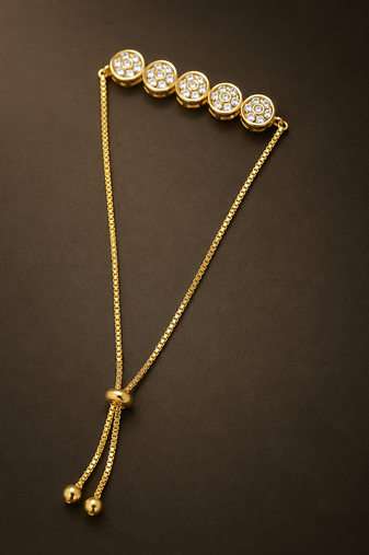 Premium floral gold plated cz diamond bracelet