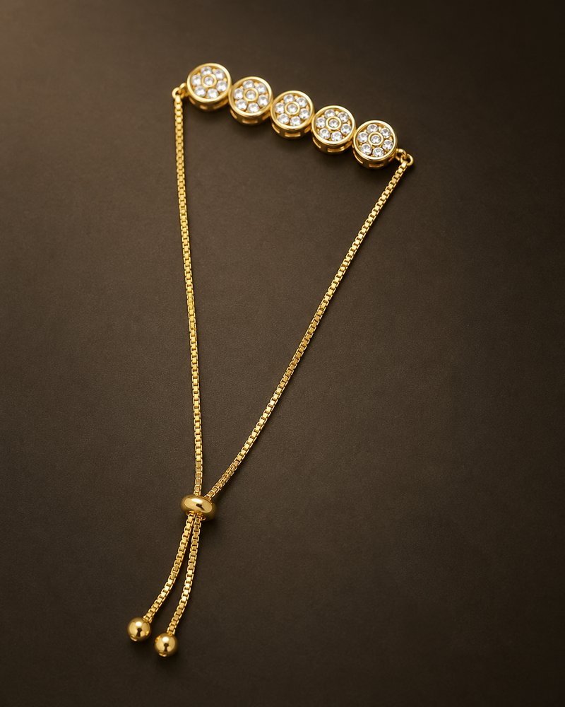 Premium floral gold plated cz diamond bracelet