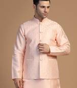 Men peach embroidered jacket