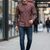 Maroon floral printed cotton shirt for men