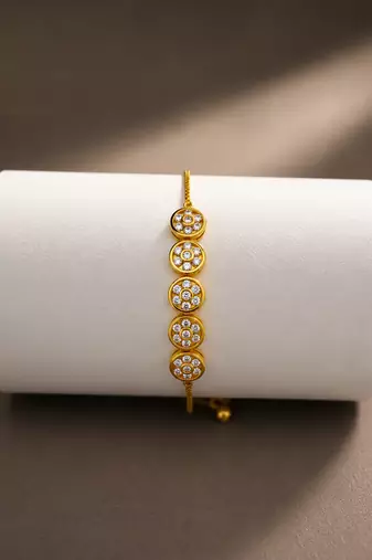 Premium floral gold plated cz diamond bracelet