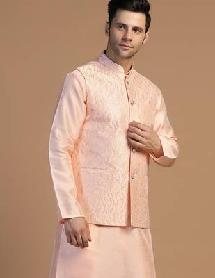Men peach embroidered jacket 5