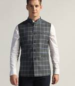 Mens grey check nehru jacket