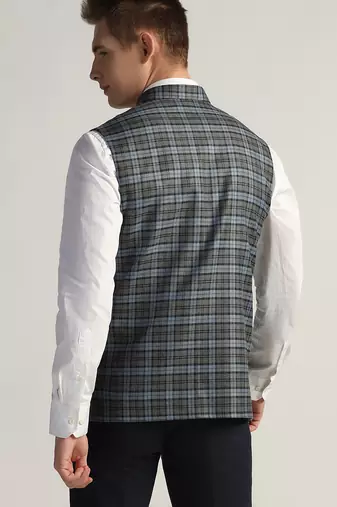 Mens grey check nehru jacket