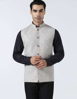 Men brown linen jacket 1