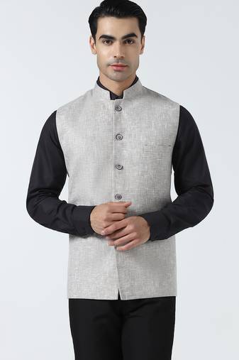 Men brown linen jacket