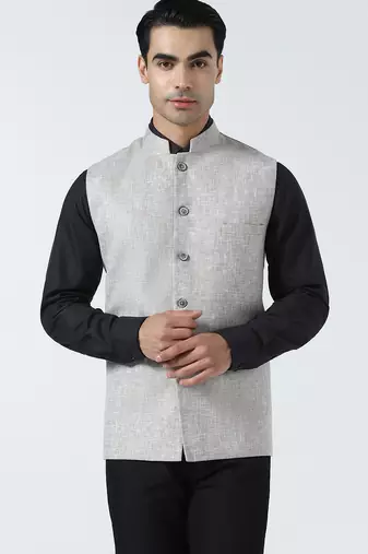 Men brown linen jacket
