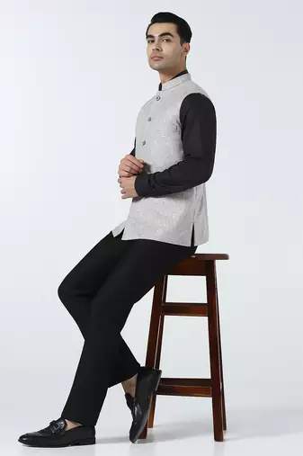 Men brown linen jacket
