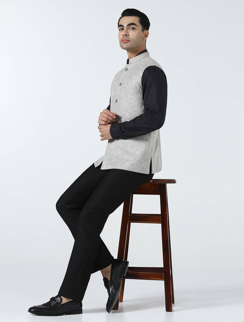 Men brown linen jacket