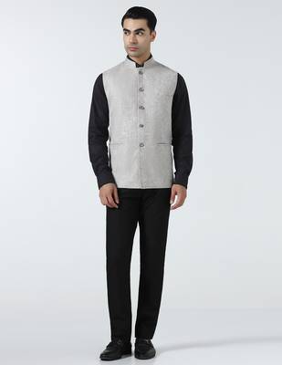 Men brown linen jacket 4