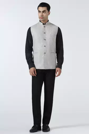 Men brown linen jacket