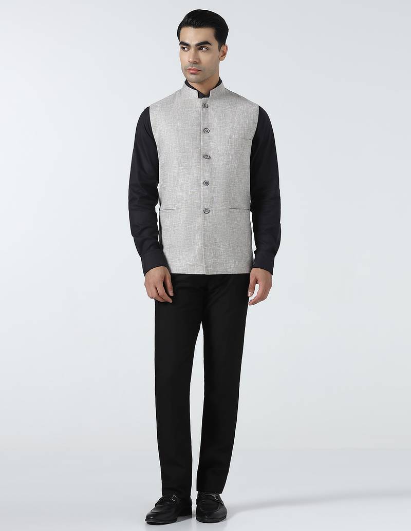 Men brown linen jacket