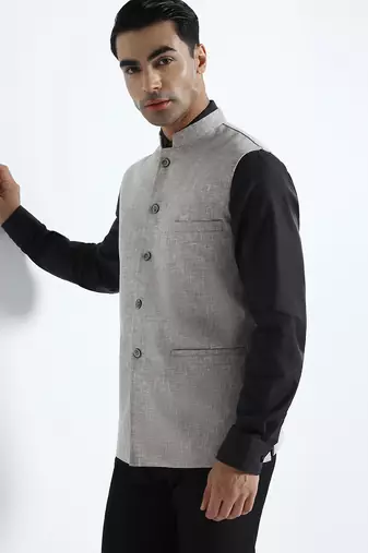 Men brown linen jacket