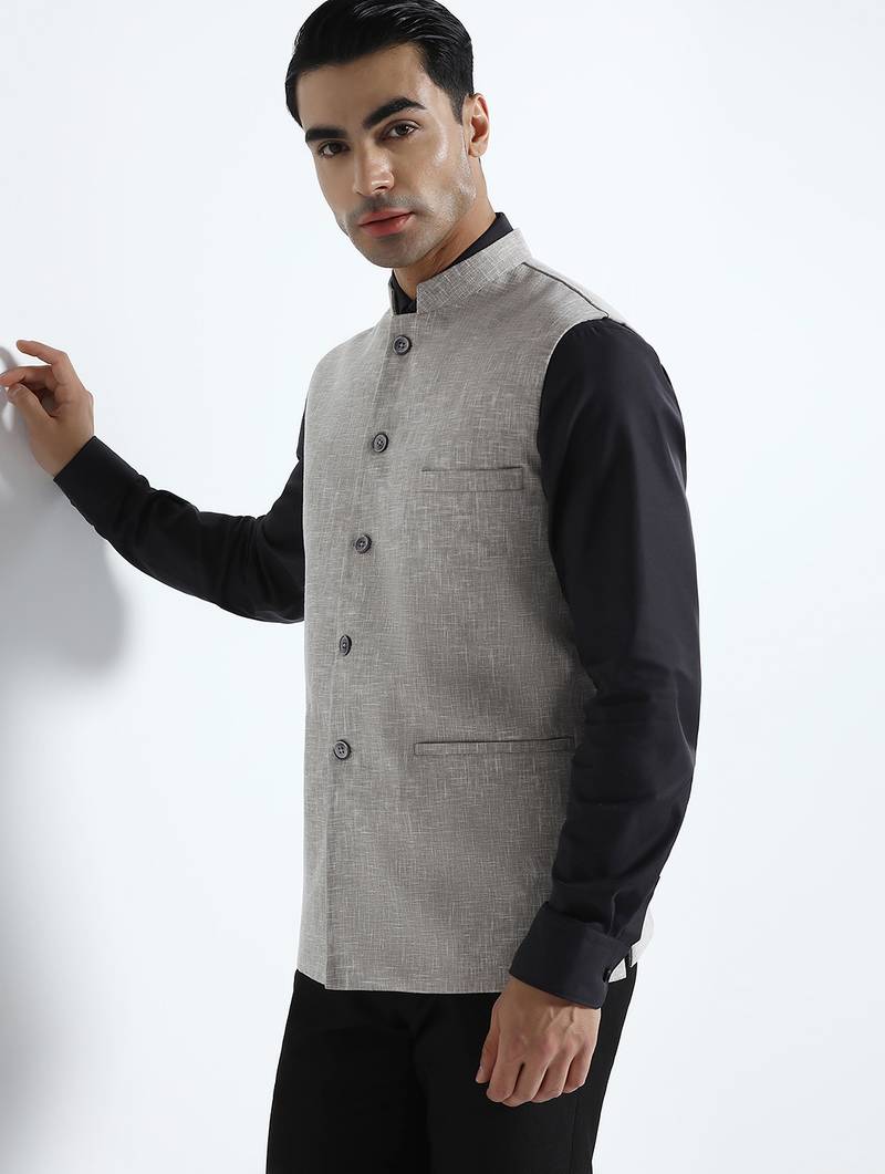 Men brown linen jacket