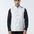Men white checked nehru jacket