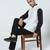 Men white checked nehru jacket