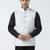 Men checked band collar nehru jacket