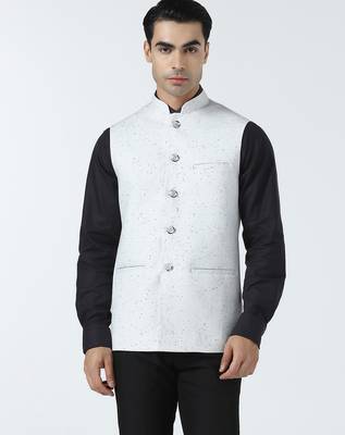 White self design nehru jacket 1
