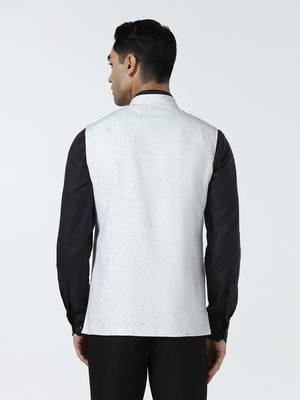White self design nehru jacket 2