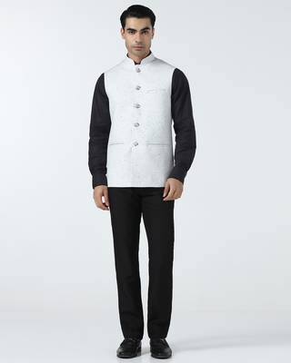 White self design nehru jacket 4