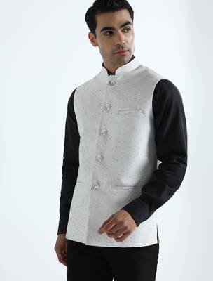 White self design nehru jacket 5