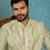 Mens green silk blend solid embroidered kurta