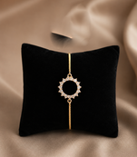 Premium gold adjustable bracelet with oval crystal link design for women