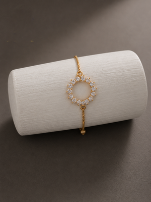 Premium gold adjustable bracelet with oval crystal link design for women 2