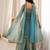 Women's sage green embroidered Silk blend kurta sharara set with dupatta