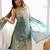 Women's sage green embroidered Silk blend kurta sharara set with dupatta