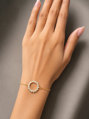 Premium gold adjustable bracelet with oval crystal link design for women 4
