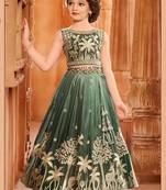 Kids Parrot Green Lehenga Choli Dupatta Embroidery Work