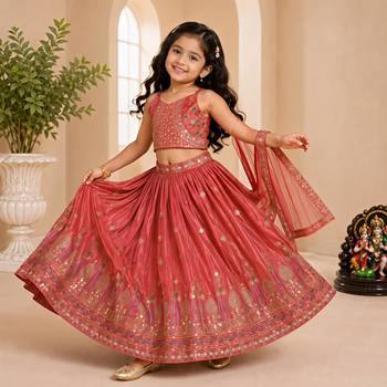 Kids Gajri Chinon Lehenga Choli Dupatta Embroidery Work 3