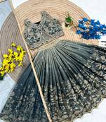 Kids Dark Green Lehenga Choli Dupatta Embroidery Work