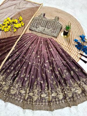 Kids Dark Maroon Embroidered Lehenga Choli with Dupatta 2