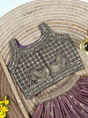 Kids Dark Maroon Embroidered Lehenga Choli with Dupatta 4