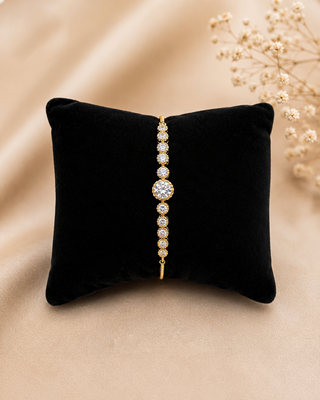 Radiant cz stone adjustable gold bracelet for women – elegant tennis style bracelet 1