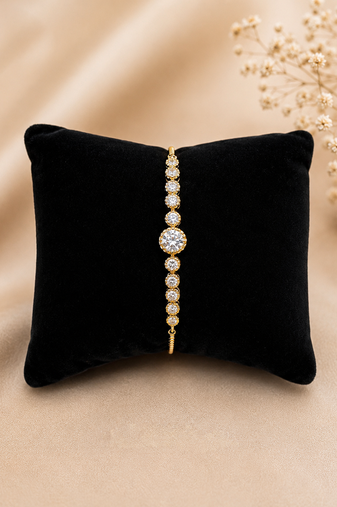 Radiant cz stone adjustable gold bracelet for women – elegant tennis style bracelet