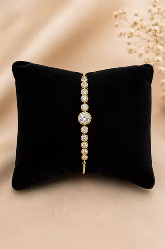 Radiant cz stone adjustable gold bracelet for women – elegant tennis style bracelet