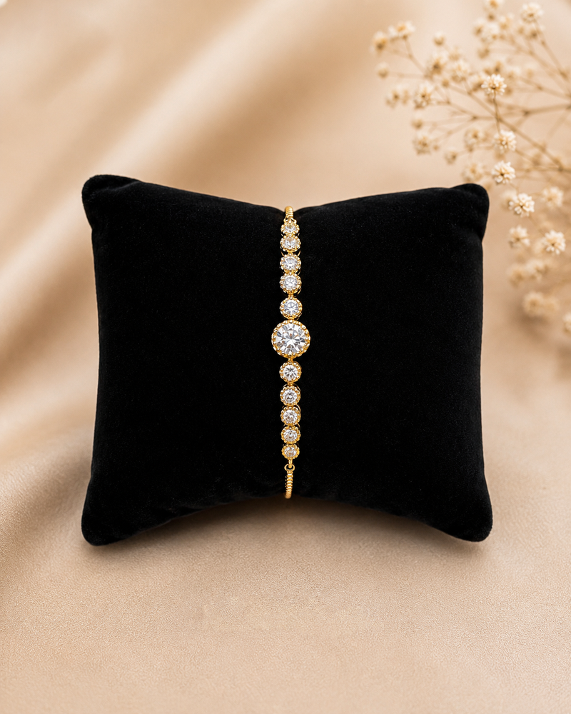 Radiant cz stone adjustable gold bracelet for women – elegant tennis style bracelet
