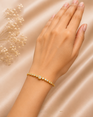 Radiant cz stone adjustable gold bracelet for women – elegant tennis style bracelet 2