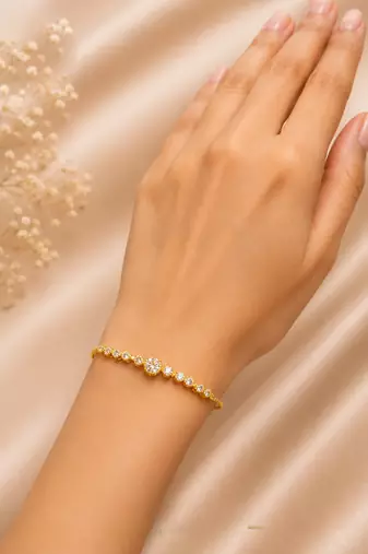 Radiant cz stone adjustable gold bracelet for women – elegant tennis style bracelet