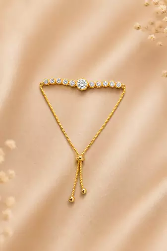 Radiant cz stone adjustable gold bracelet for women – elegant tennis style bracelet